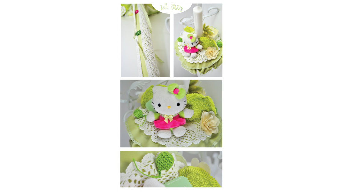 Lumanare de botez pentru fetite cu Hello Kitty, 65x4 cm, Pisicuta Kitty 2